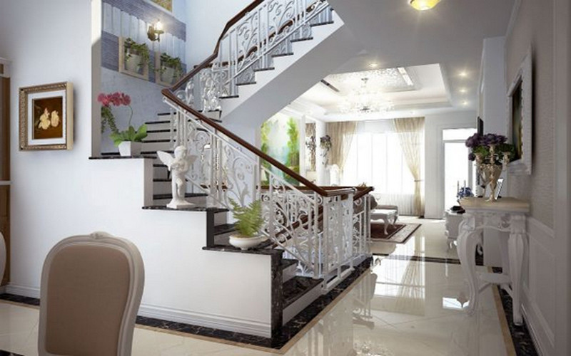 alt: Cầu thang nhà phố, thiết kế hợp phong thủy