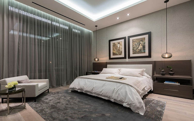 Alt: Đèn thả với thiết kế hiện đại, phù hợp với không gian phòng ngủ của người trưởng thành.