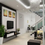 alt: Hình ảnh minh họa cầu thang hiện đại trong nhà phố