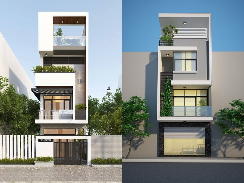 alt: Mẫu thiết kế nhà phố 3 tầng hiện đại với gam màu sáng