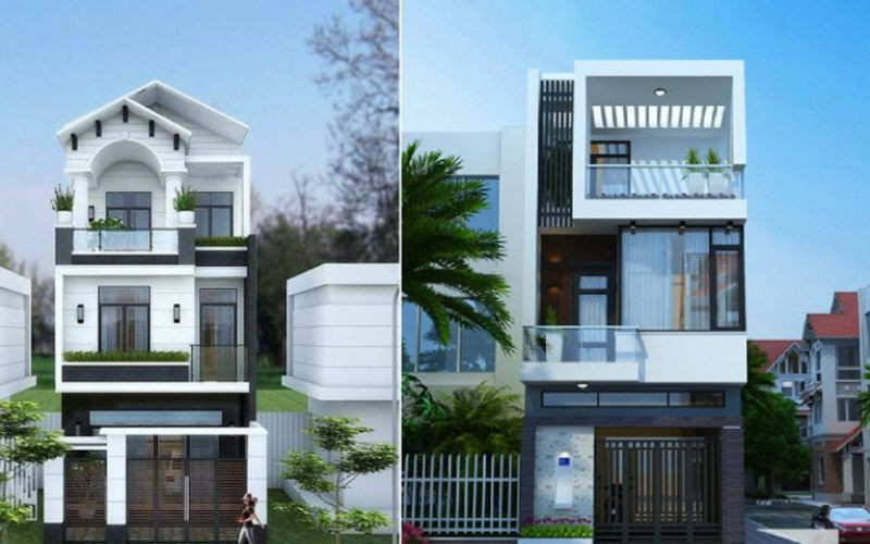 alt: Mẫu thiết kế nhà phố 3 tầng hiện đại với mặt tiền ấn tượng
