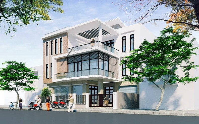 alt: Mẫu thiết kế nhà phố 3 tầng theo phong cách tân cổ điển