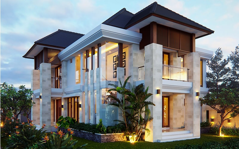 alt text: Hình ảnh phối cảnh 3D một căn biệt thự hiện đại