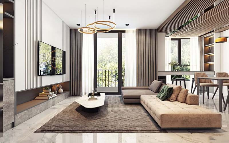 alt text: Mẫu thiết kế căn hộ dịch vụ tầm trung