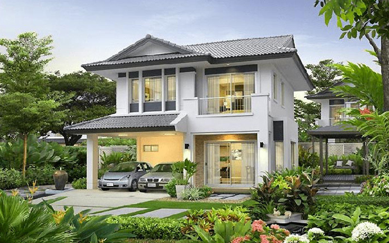 alt text: Thiết kế nhà phố 2 tầng hiện đại