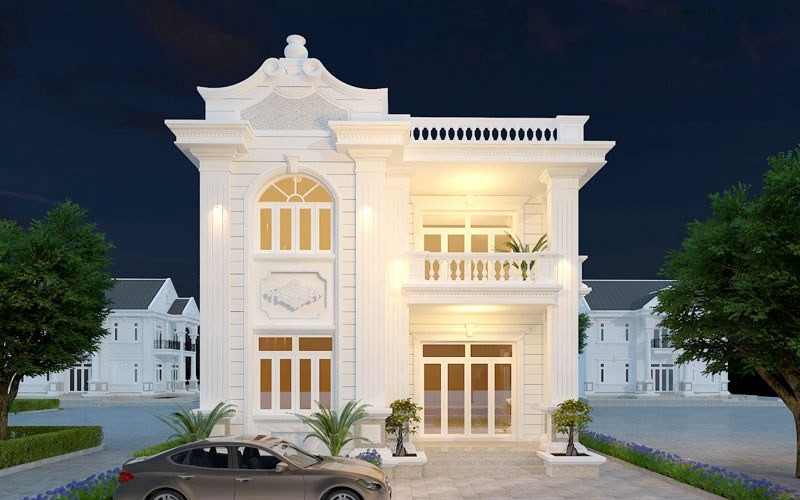 biệt thự bán cổ điển 2 tầng mái bằng