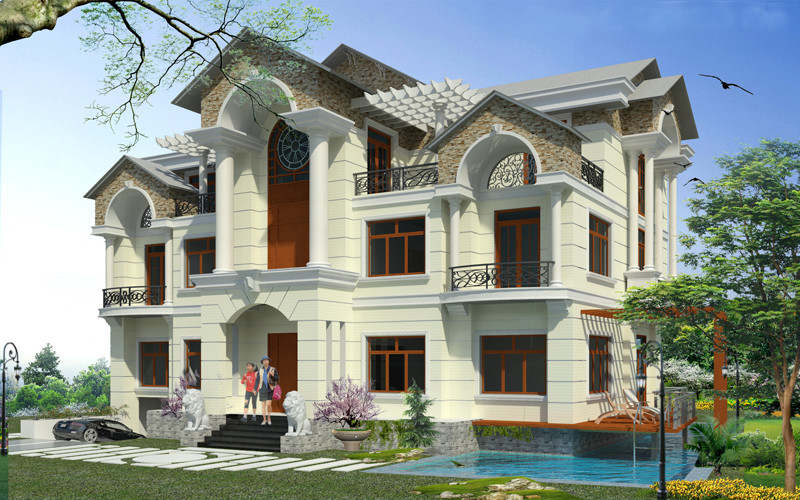 biệt thự hiện đại 3 tầng có bể bơi
