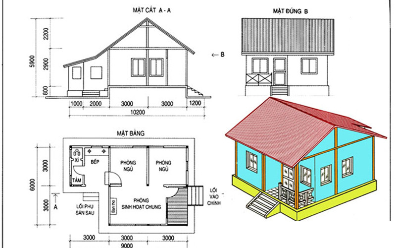 Cách tính m2 xây dựng nhà phố kiểu chéo