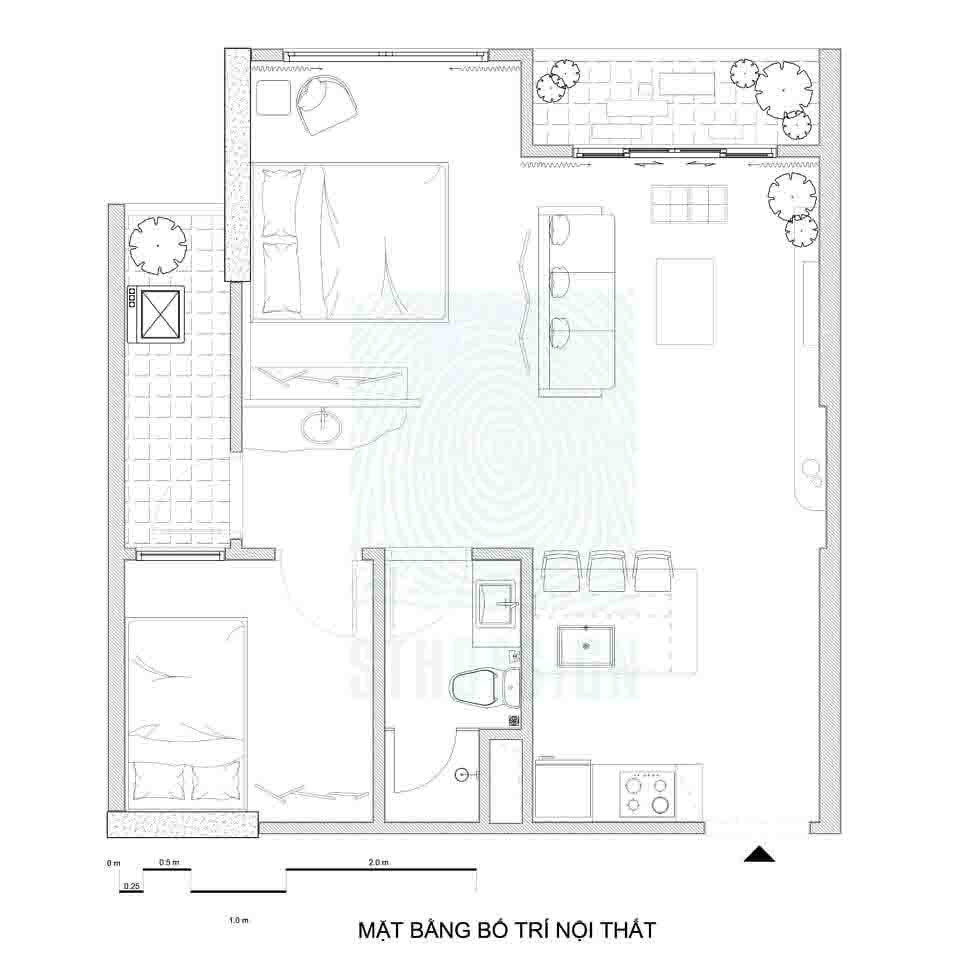 Mặt bằng thiết kế căn hộ 54m2