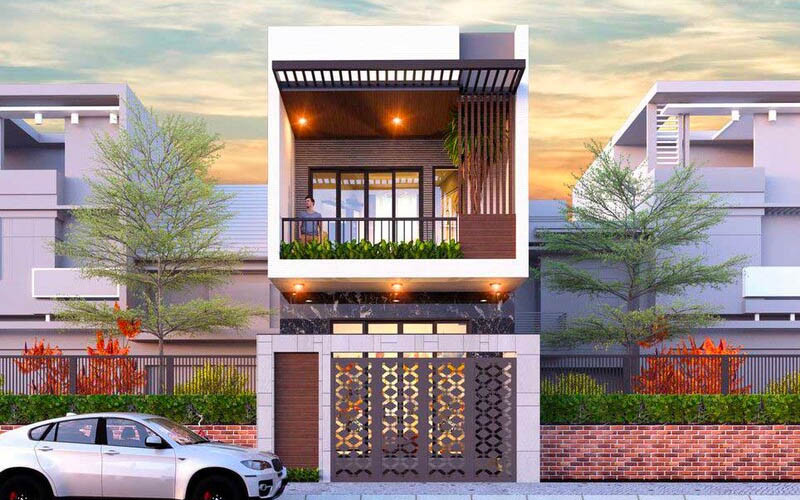 Mẫu nhà phố 2 tầng mặt tiền 5m đơn giản