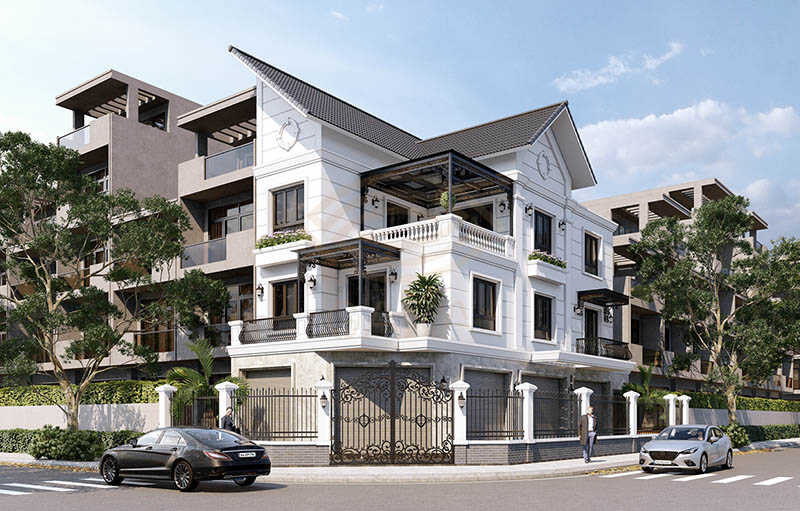 nhà phố 2 mặt tiền cổ điển