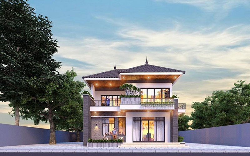 nhà phố 2 tầng 5x13m phong cách hoài cổ