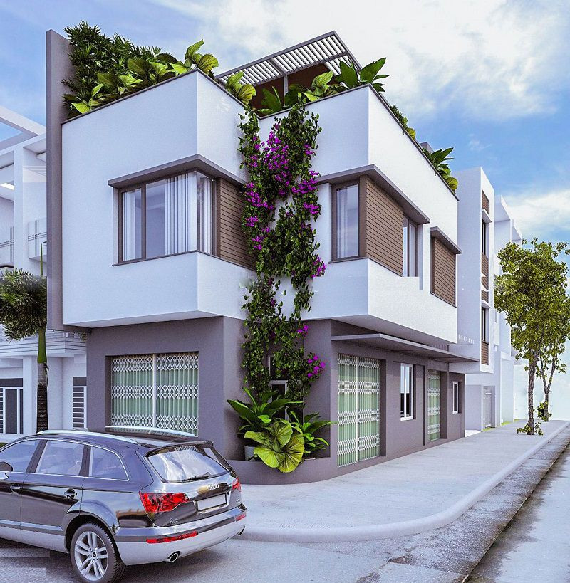 nhà phố 2 tầng 5x13m xanh