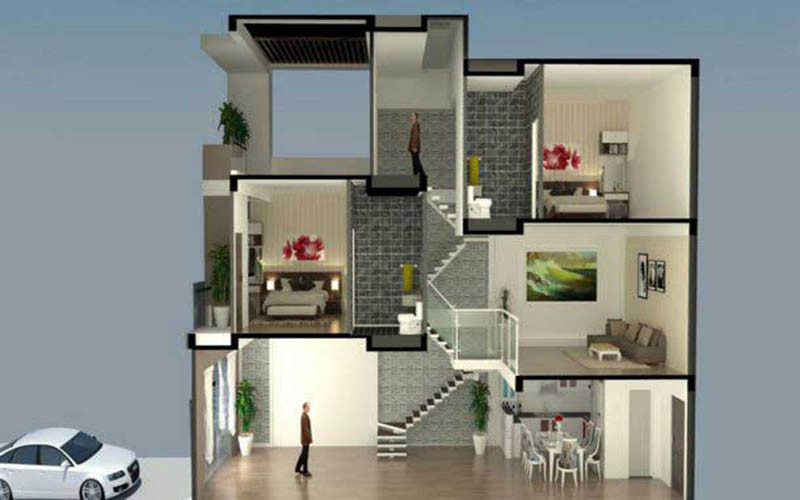 nhu cầu xây dựng nhà lệch tầng