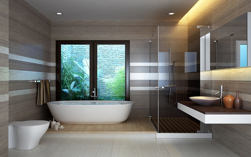 Nội thất cao cấp cho phòng tắm kết hợp nhà vệ sinh