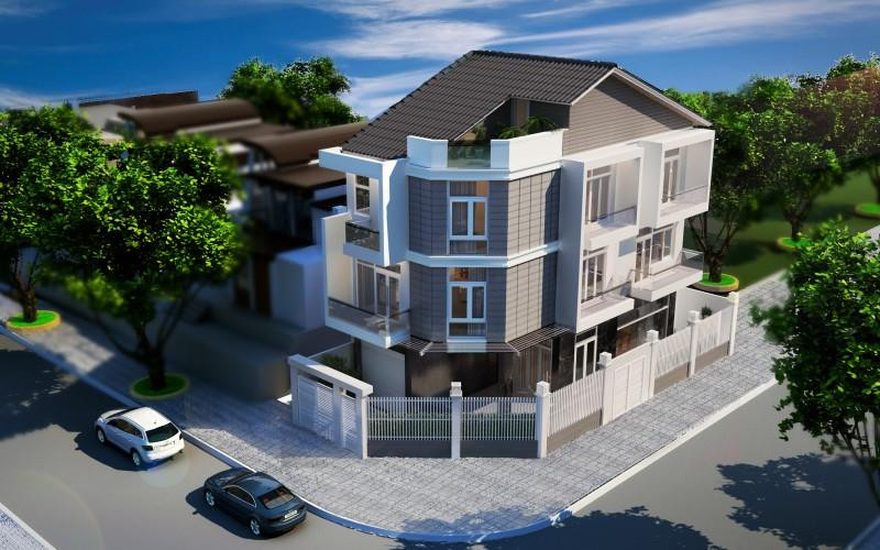 Thiết kế mặt tiền nhà phố kết hợp văn phòng