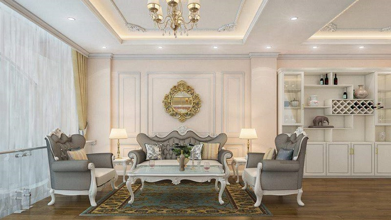 Thiết kế nội thất phòng khách tân cổ điển