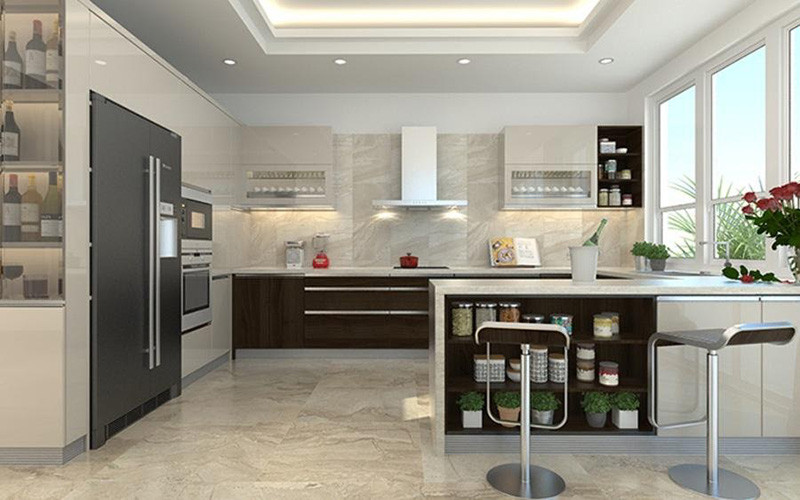 thiết kế phòng bếp cho nhà phố 1 tầng