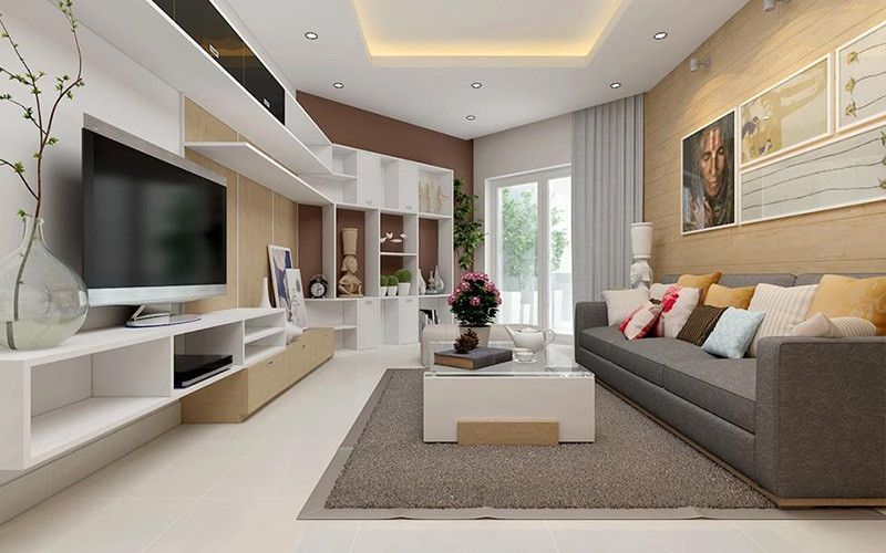 thiết kế phòng khách cho nhà phố 1 tầng