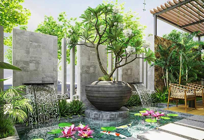 thiết kế sân vườn nhà phố phong cách Nhật Bản