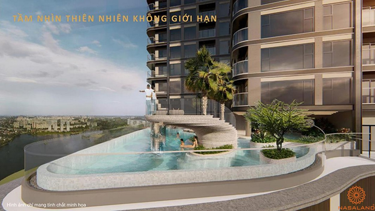 Hồ bơi tràn bờ sky view thuộc tiện ích The 9 Stellar
