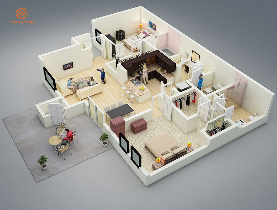 Mặt bằng căn hộ 3D.