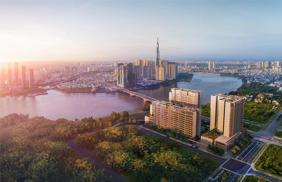Phối cảnh dự án The River Thủ Thiêm nhìn từ trên cao