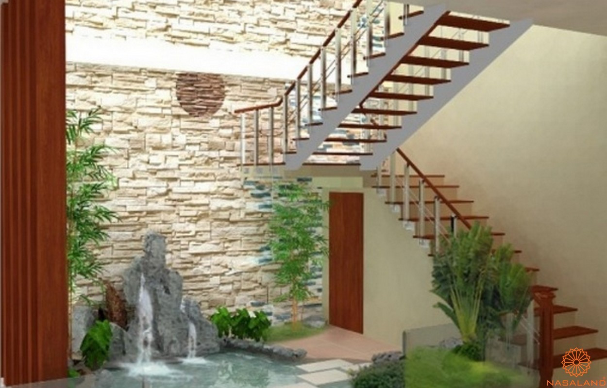 Thiết kế hòn non bộ trong khoảng thông tầng